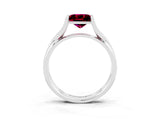 White gold Princess Cut Garnet Solitaire Twist Band Prong Setting Ring_63