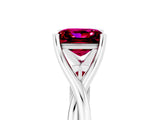 White gold Princess Cut Garnet Solitaire Twist Band Prong Setting Ring_65