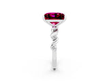 White gold Princess Cut Garnet Solitaire Twisted Band with Round  Accents and Prong Setting_14