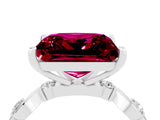 White gold Princess Cut Garnet Solitaire Twisted Band with Round  Accents and Prong Setting_16