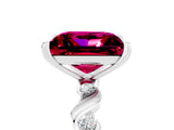 White gold Princess Cut Garnet Solitaire Twisted Band with Round  Accents and Prong Setting_17