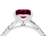 White gold Princess Cut Garnet Solitaire with Side Baguettes and Channel Set Band_4
