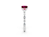 White gold Princess Cut Garnet Solitaire with Side Stones on a Pavé Band and Four-Prong Setting_2