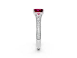 White gold Princess Cut Garnet Split Shank Engagement Ring with Pavé Band_2