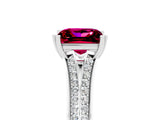 White gold Princess Cut Garnet Split Shank Engagement Ring with Pavé Band_5