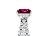 White gold Princess Cut Garnet Three-Stone Ring with Pavé Split Shank and Four-Prong Setting_5