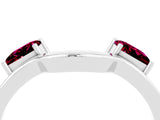 White gold Princess Cut Garnet Two-Stone Open Band Ring with Four-Prong Setting_10