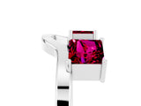 White gold Princess Cut Garnet Two-Stone Open Band Ring with Four-Prong Setting_11