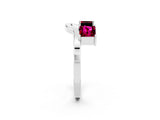 White gold Princess Cut Garnet Two-Stone Open Band Ring with Four-Prong Setting_8