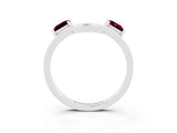 White gold Princess Cut Garnet Two-Stone Open Band Ring with Four-Prong Setting_9