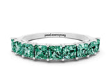 White gold Princess Cut Green Sapphire Channel-Set Eternity Band with Prong Setting_6