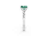 White gold Princess Cut Green Sapphire Cluster Side Stone Solitaire Ring with Prong Setting_26