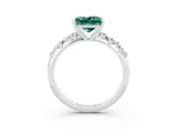 White gold Princess Cut Green Sapphire Cluster Side Stone Solitaire Ring with Prong Setting_27