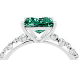White gold Princess Cut Green Sapphire Cluster Side Stone Solitaire Ring with Prong Setting_28