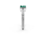 White gold Princess Cut Green Sapphire Engagement Ring with Milgrain Channel Set Band and Prong Setting_2
