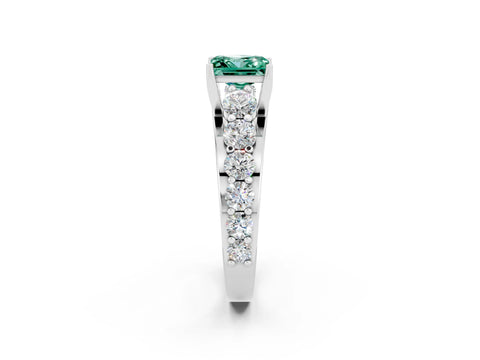 White gold Princess Cut Green Sapphire Engagement Ring with Pavé Band and Four-Prong Setting_2