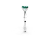 White gold Princess Cut Green Sapphire Engagement Ring with Side Stone Accents and Four-Prong Setting_29