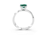 White gold Princess Cut Green Sapphire Engagement Ring with Side Stone Accents and Four-Prong Setting_30