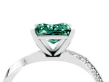 White gold Princess Cut Green Sapphire Engagement Ring with Side Stone Accents and Four-Prong Setting_31