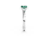 White gold Princess Cut Green Sapphire Engagement Ring with Side Stone Accents and Four-Prong Setting_62