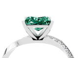 White gold Princess Cut Green Sapphire Engagement Ring with Side Stone Accents and Four-Prong Setting_64