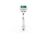 White gold Princess Cut Green Sapphire Halo Ring with Tapered Band and Four-Prong Setting_2