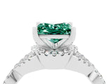 White gold Princess Cut Green Sapphire  Halo Twist Band Solitaire Prong Setting Ring_28