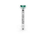 White gold Princess Cut Green Sapphire Milgrain Pavé Engagement Ring with Four-Prong Setting_14