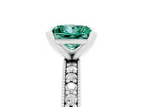 White gold Princess Cut Green Sapphire Milgrain Pavé Engagement Ring with Four-Prong Setting_17