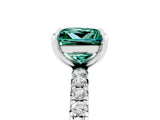 White gold Princess Cut Green Sapphire Pavé Solitaire Ring with Round Band and Prong Setting_41