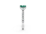 White gold Princess Cut Green Sapphire Pave Band Solitaire Ring with Four-Prong Setting_26