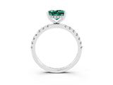 White gold Princess Cut Green Sapphire Pave Band Solitaire Ring with Four-Prong Setting_27