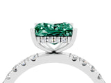 White gold Princess Cut Green Sapphire Pave Band Solitaire Ring with Four-Prong Setting_28