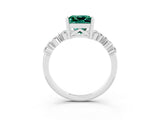 White gold Princess Cut Green Sapphire Scattered Round Accent Ring with Prong Setting_27