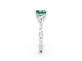 White gold Princess Cut Green Sapphire Solitaire Celtic Knot Ring with Four-Prong Setting_14