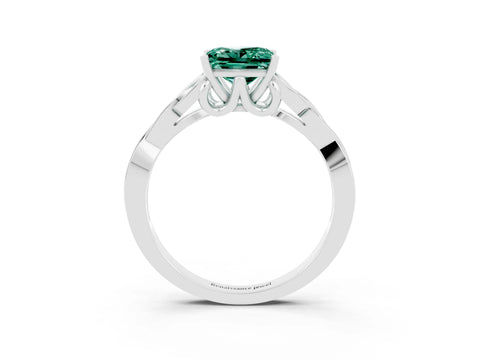 White gold Princess Cut Green Sapphire Solitaire Celtic Knot Ring with Four-Prong Setting_15