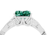 White gold Princess Cut Green Sapphire Solitaire Celtic Knot Ring with Four-Prong Setting_16