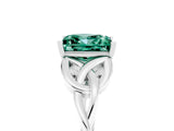 White gold Princess Cut Green Sapphire Solitaire Celtic Knot Ring with Four-Prong Setting_17