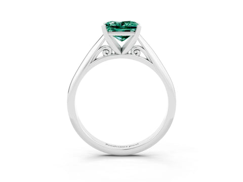 White gold Princess Cut Green Sapphire Solitaire Engagement Ring with Cathedral Setting and Four-Prong Mount_15