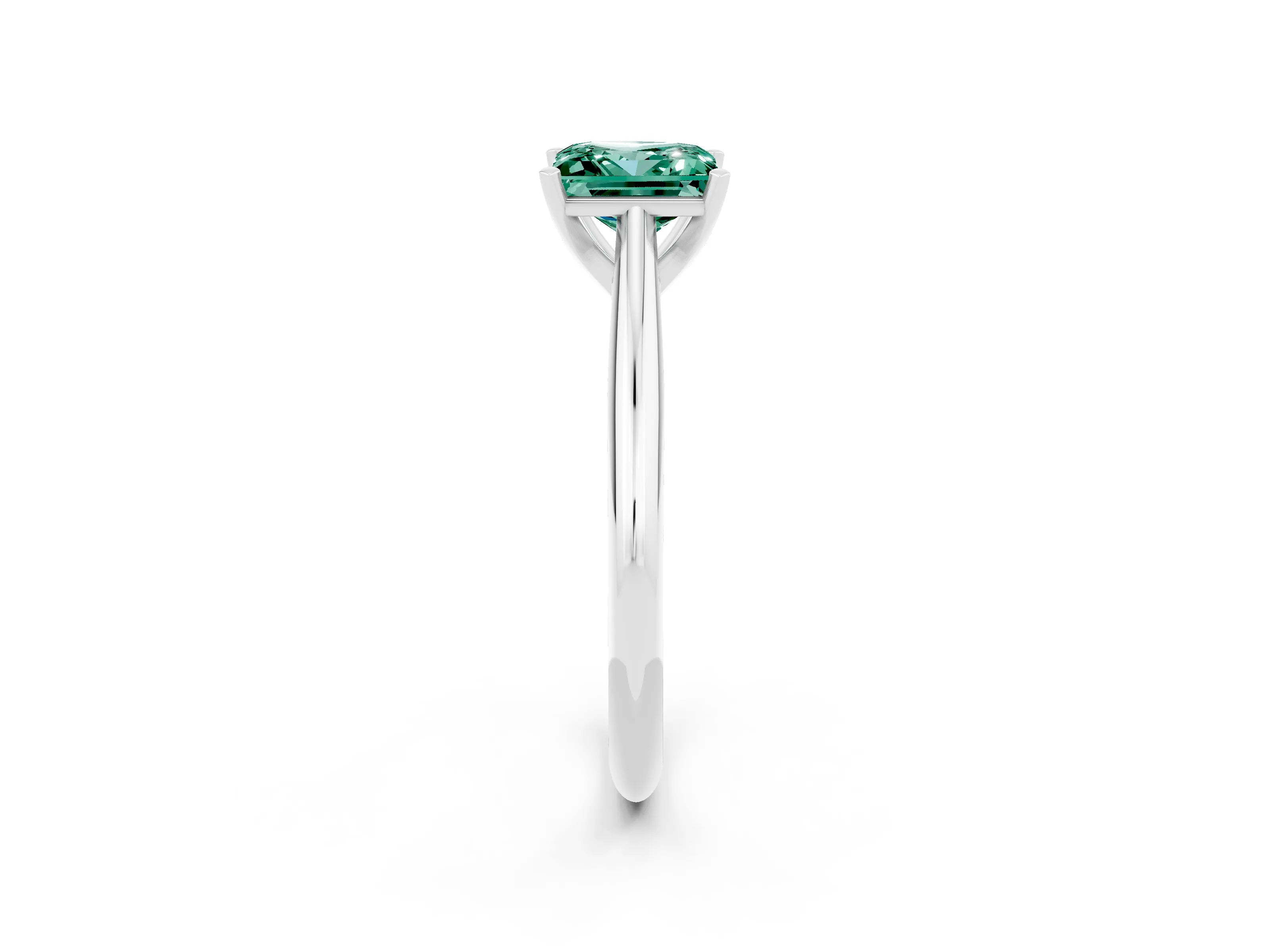 White gold Princess Cut Green Sapphire Solitaire Engagement Ring with Cathedral Setting and Four-Prong Mount_26
