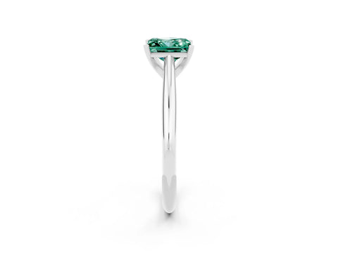 White gold Princess Cut Green Sapphire Solitaire Engagement Ring with Cathedral Setting and Four-Prong Mount_26