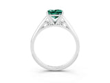 White gold Princess Cut Green Sapphire Solitaire Engagement Ring with Cathedral Setting and Four-Prong Mount_27