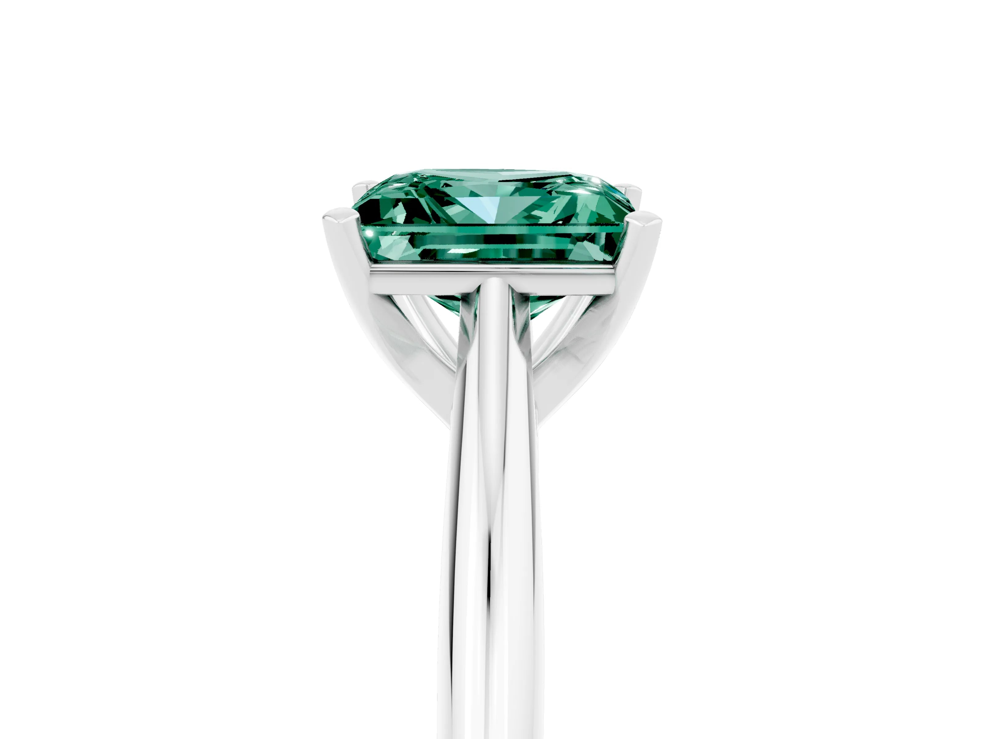 White gold Princess Cut Green Sapphire Solitaire Engagement Ring with Cathedral Setting and Four-Prong Mount_29