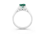 White gold Princess Cut Green Sapphire Solitaire Engagement Ring with Cathedral Setting and Four-Prong Mount_33