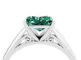 White gold Princess Cut Green Sapphire Solitaire Engagement Ring with Cathedral Setting and Four-Prong Mount_34