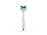 White gold Princess Cut Green Sapphire Solitaire Engagement Ring with Celtic Knot Band and Four-Prong Setting_2