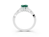 White gold Princess Cut Green Sapphire Solitaire Engagement Ring with Celtic Knot Band and Four-Prong Setting_3