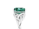 White gold Princess Cut Green Sapphire Solitaire Engagement Ring with Celtic Knot Band and Four-Prong Setting_5