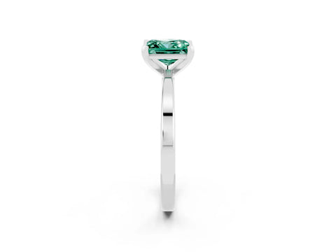 White gold Princess Cut Green Sapphire Solitaire Engagement Ring with Classic Band and Four-Prong Setting_26