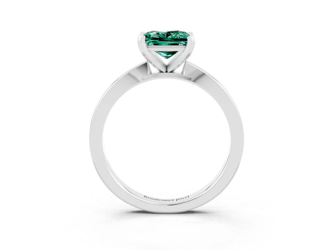 White gold Princess Cut Green Sapphire Solitaire Engagement Ring with Classic Band and Four-Prong Setting_27